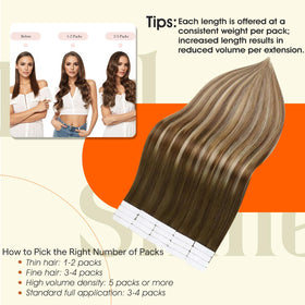 Full Shine Tape In Hair Extensions 18 Inch displayed with packaging