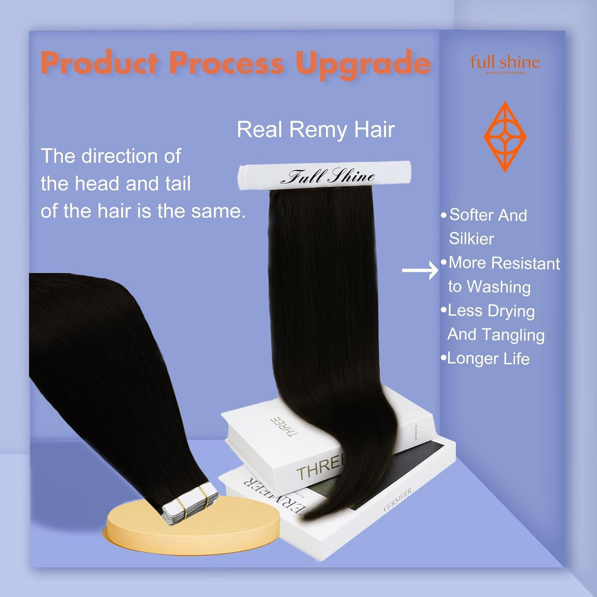Full Shine Tape in Hair Extensions 18 Inch Jet Black packaging