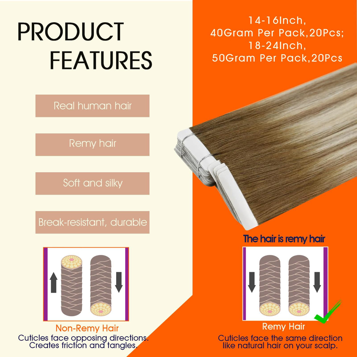 Full Shine Tape In Hair Extensions 18 Inch packaging