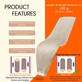 Full Shine Tape In Hair Extensions 18 Inch Platinum Blonde packaging
