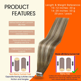 Full Shine Tape In Hair Extensions 18 Inch Rooted Ash Blonde packaging