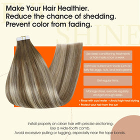 Full Shine Tape In Hair Extensions 18 Inch styled in soft waves