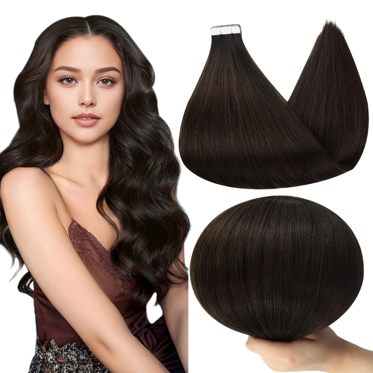 Full Shine Tape in Hair Extensions 28 Inch front view