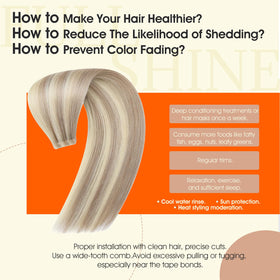 Full Shine Tape In Hair Extensions Ash Blonde in natural light