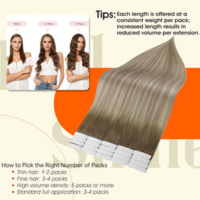 Full Shine Tape In Hair Extensions Ash Brown Blonde styled in soft waves