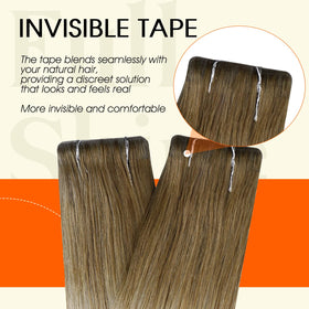 Full Shine Tape in Hair Extensions Ash Brown Ombre in packaging