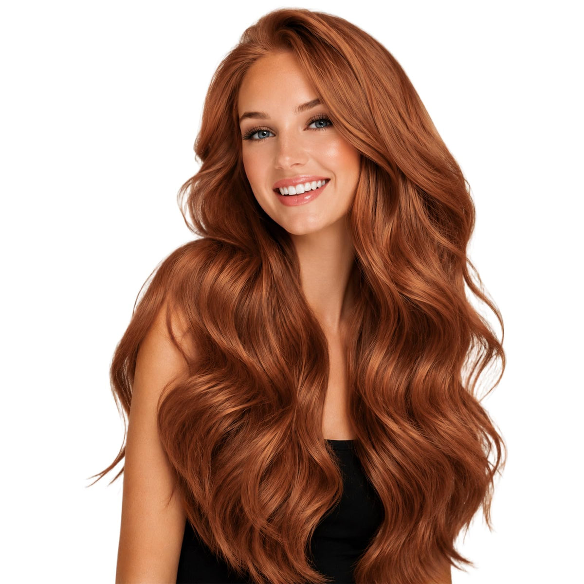 Full Shine Tape in Hair Extensions Copper Flame 22 Inch front view