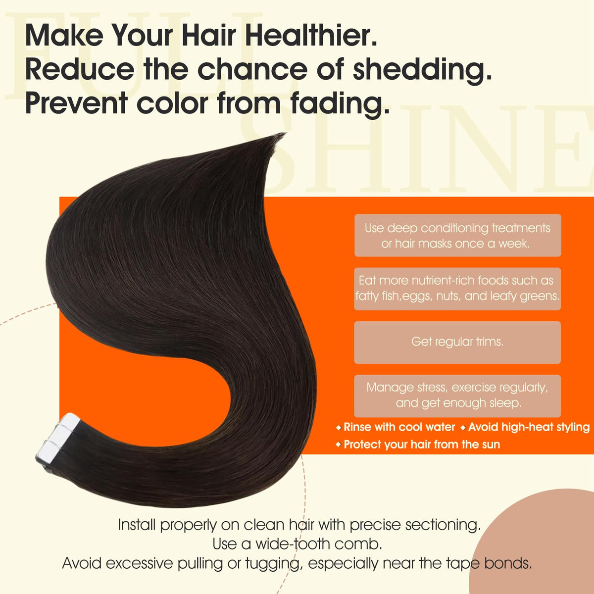 Full Shine Tape In Hair Extensions Dark Brown on model