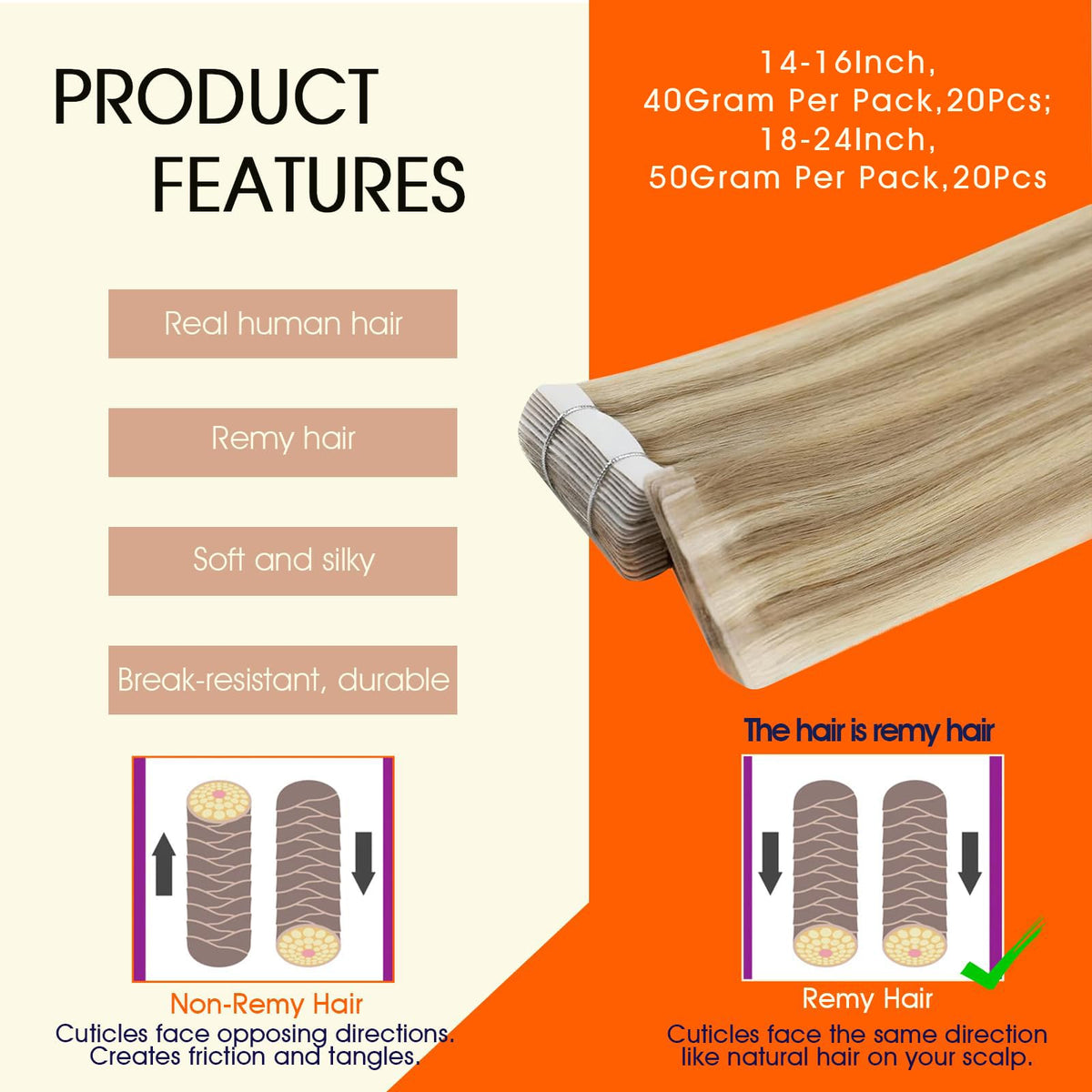 Full Shine Tape In Hair Extensions displayed in packaging