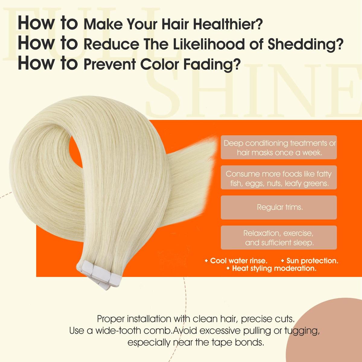 Full Shine Tape In Hair Extensions displayed in packaging