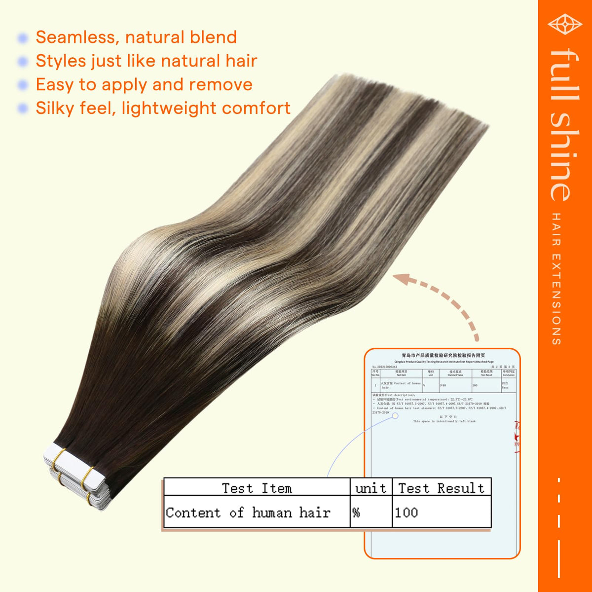 Full Shine Tape-In Hair Extensions displayed in packaging