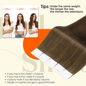 Full Shine Tape in Hair Extensions displayed on a mannequin