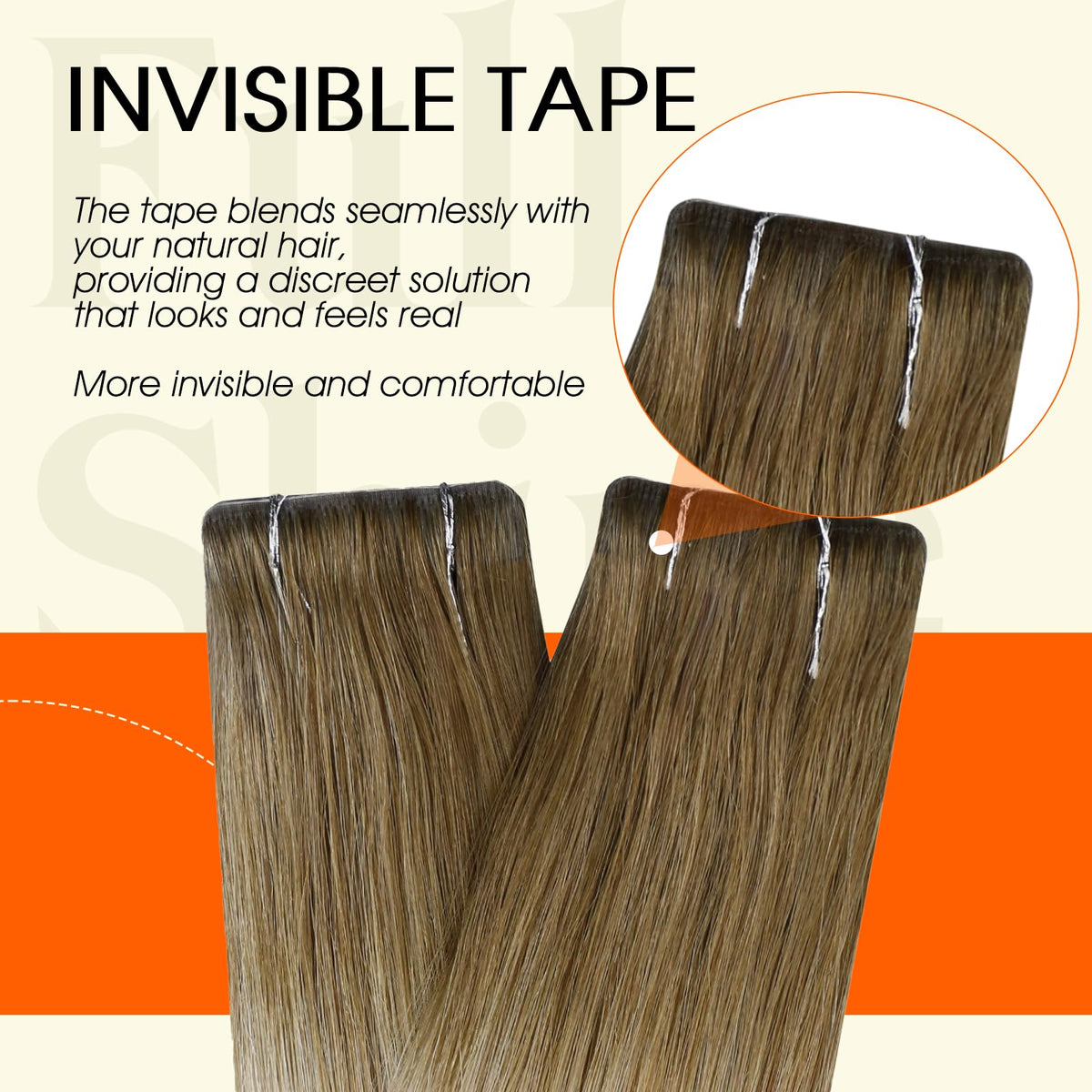Full Shine Tape In Hair Extensions displayed with packaging
