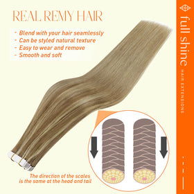 Full Shine Tape In Hair Extensions displayed with various color options