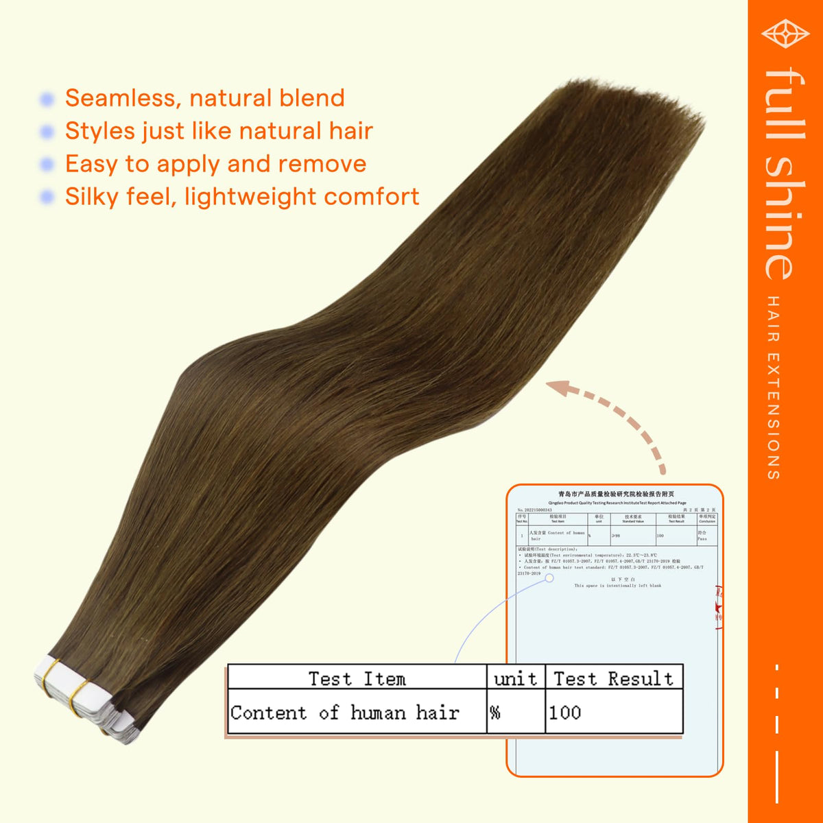 Full Shine Tape in Hair Extensions displayed with various color options