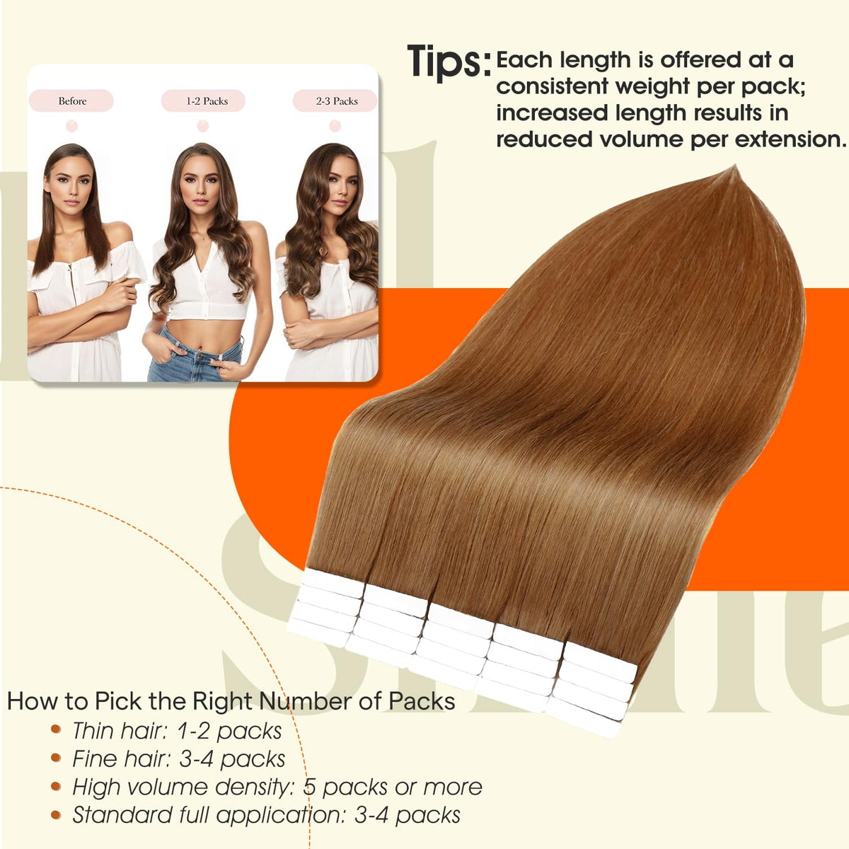 Full Shine Tape In Hair Extensions Ginger Copper in a salon setting