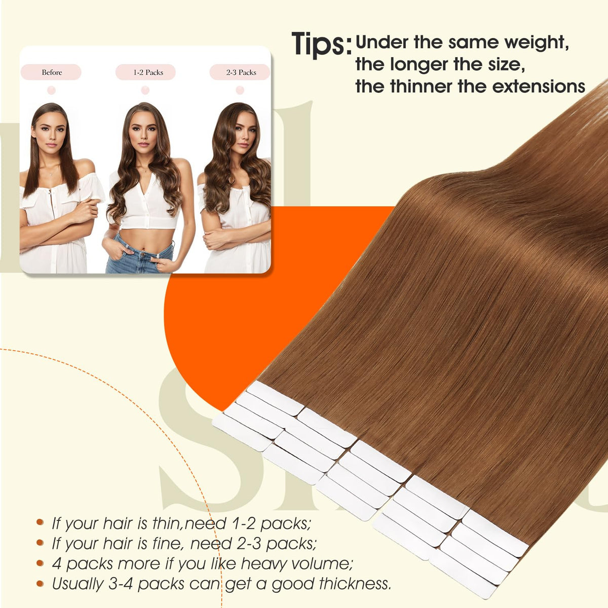 Full Shine Tape In Hair Extensions Ginger Copper packaging
