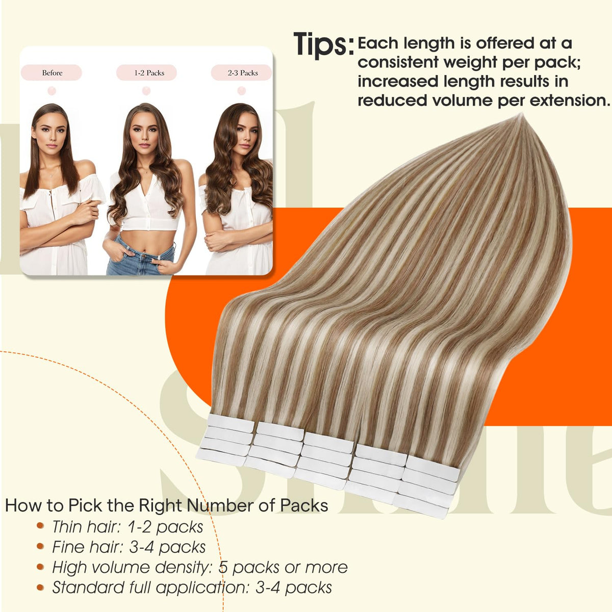 Full Shine Tape In Hair Extensions Golden Blonde displayed on a table