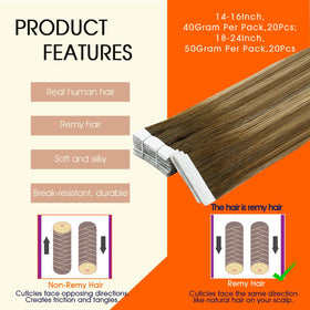 Full Shine Tape in Hair Extensions Honey Brown application method