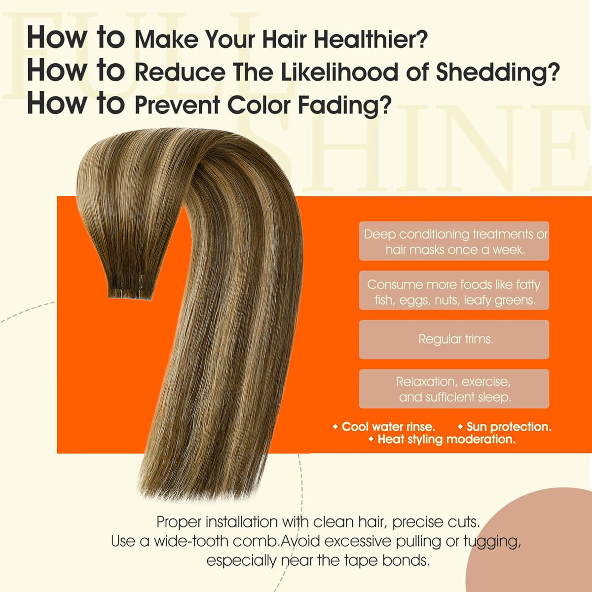 Full Shine Tape in Hair Extensions Honey Brown in packaging