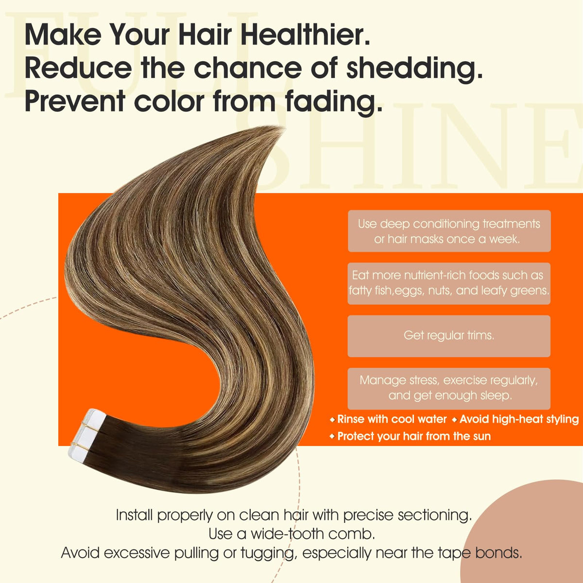 Full Shine Tape In Hair Extensions Honey Brown packaging