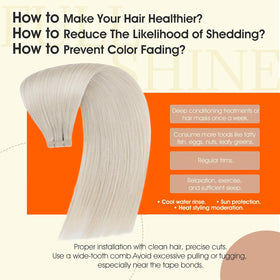 Full Shine Tape In Hair Extensions Ice Blonde application process