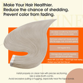 Full Shine Tape In Hair Extensions Ice Blonde styled in hair