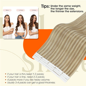 Full Shine Tape In Hair Extensions in different styling options