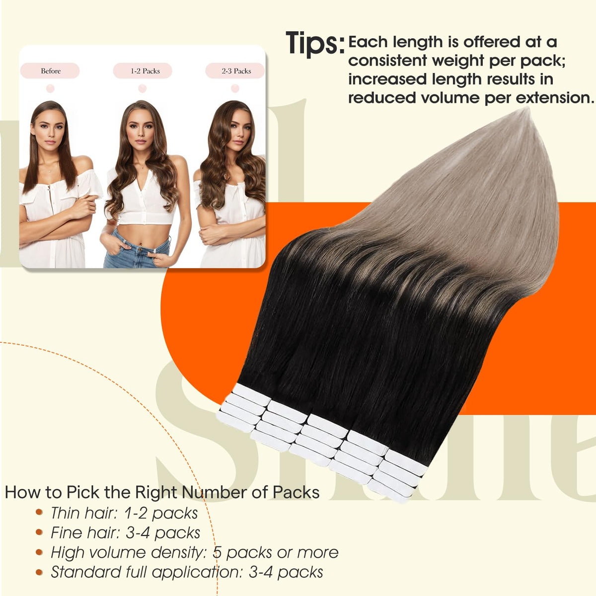 Full Shine Tape In Hair Extensions in use, styled hair