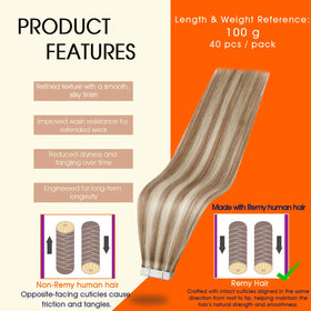 Full Shine Tape In Hair Extensions Light Linen Blonde packaging