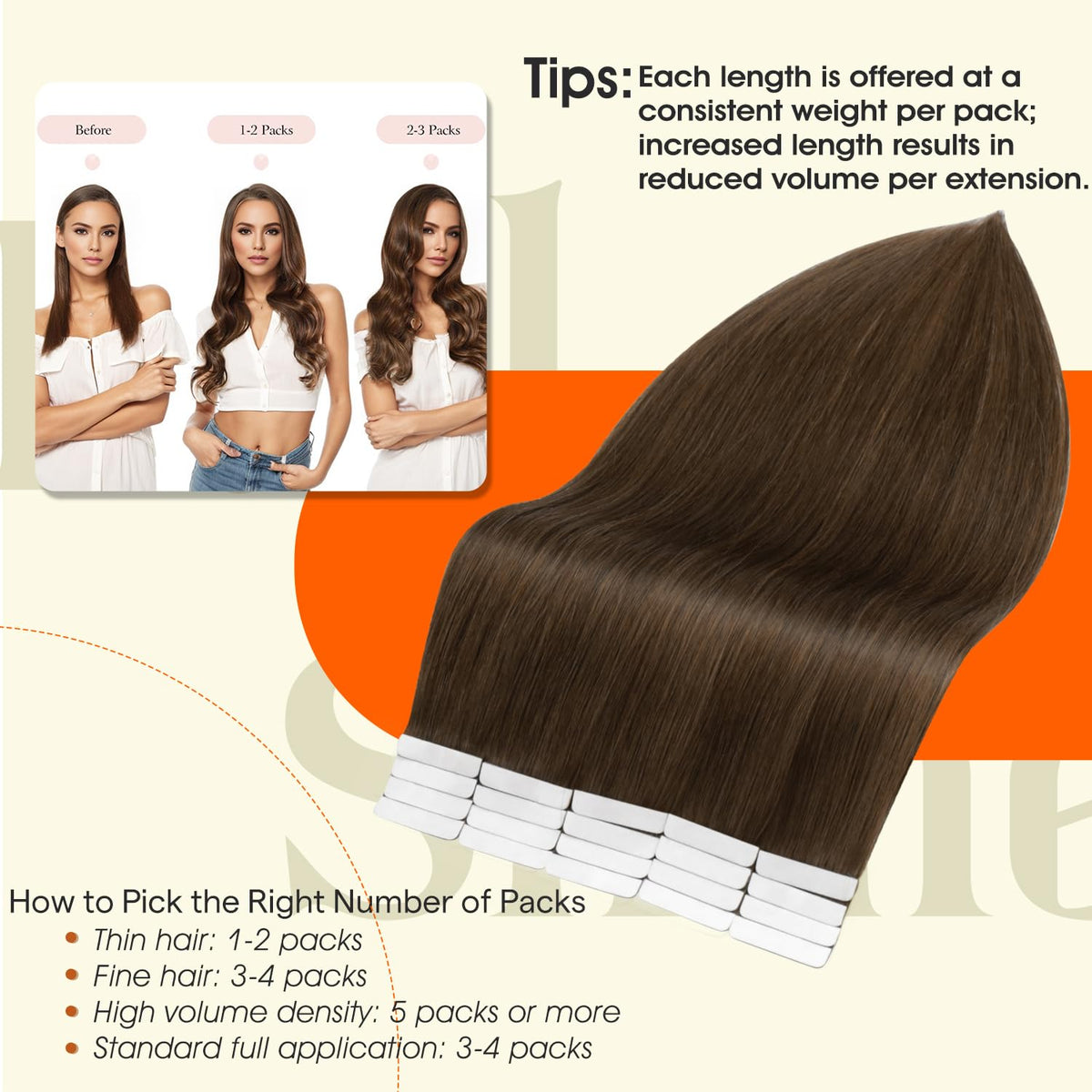 Full Shine Tape In Hair Extensions Medium Brown packaging