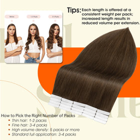 Full Shine Tape In Hair Extensions Medium Brown packaging