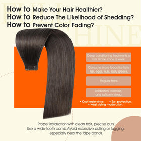 Full Shine Tape In Hair Extensions Mocha Brown displayed on a mannequin