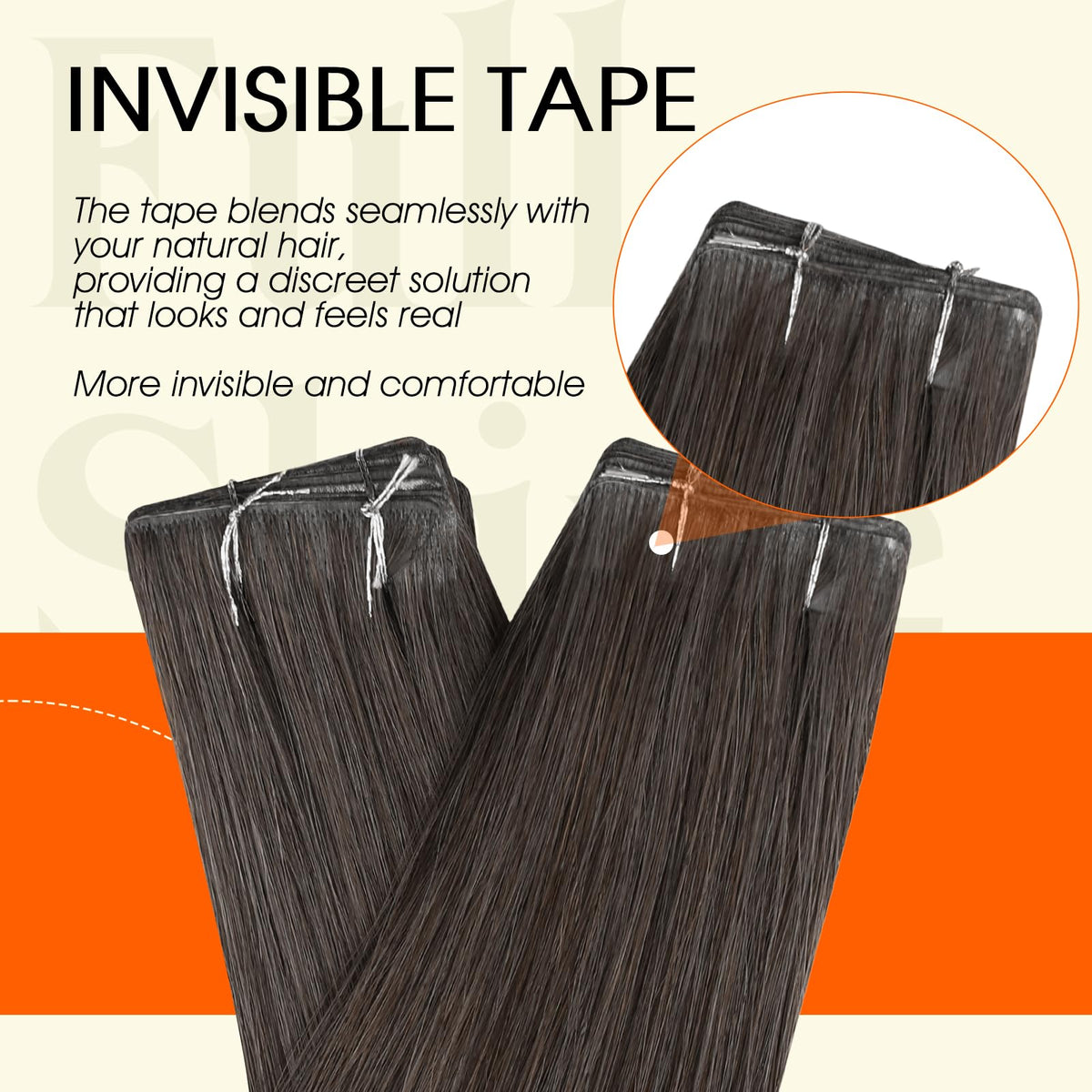 Full Shine Tape in Hair Extensions Mocha Brown in packaging