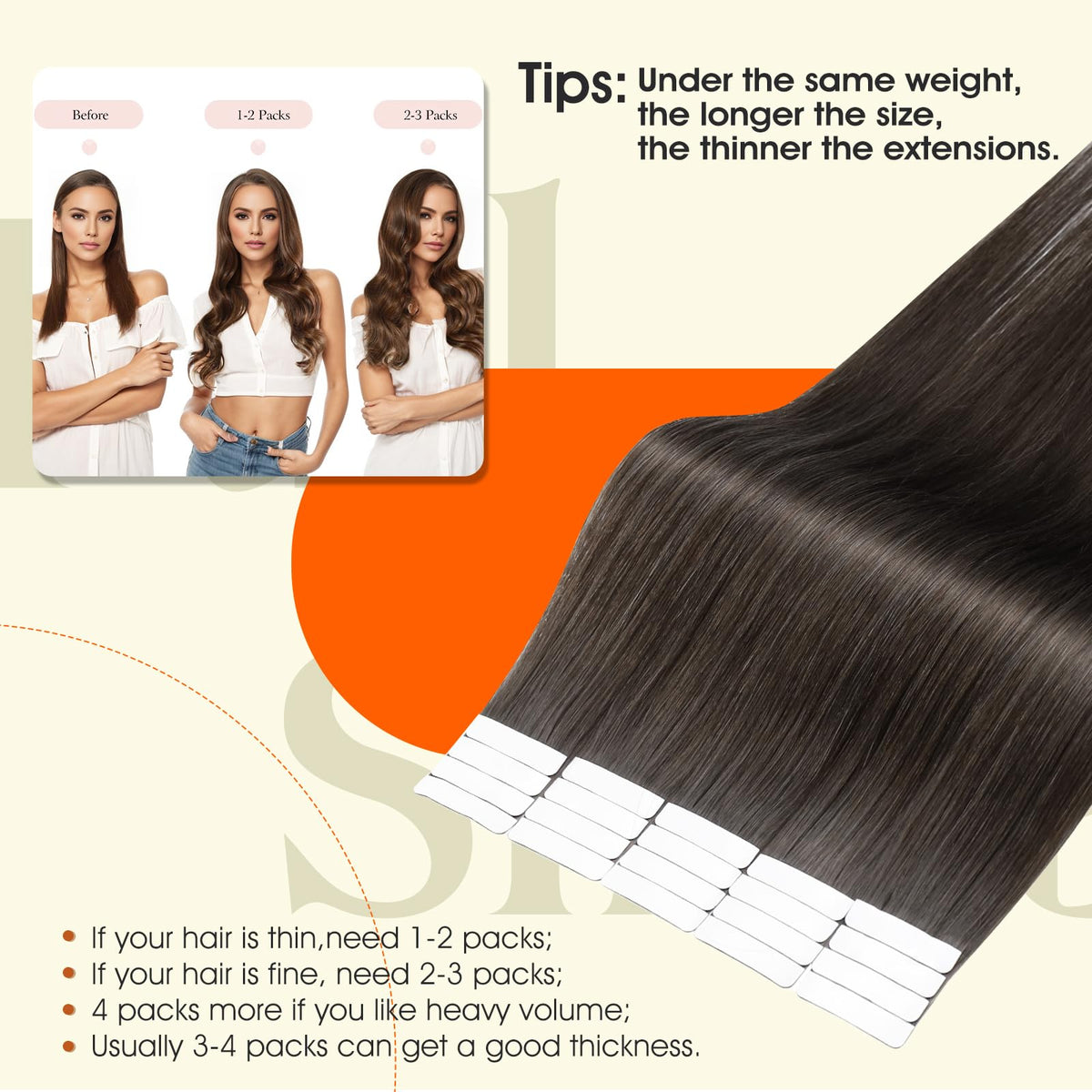 Full Shine Tape in Hair Extensions Mocha Brown texture