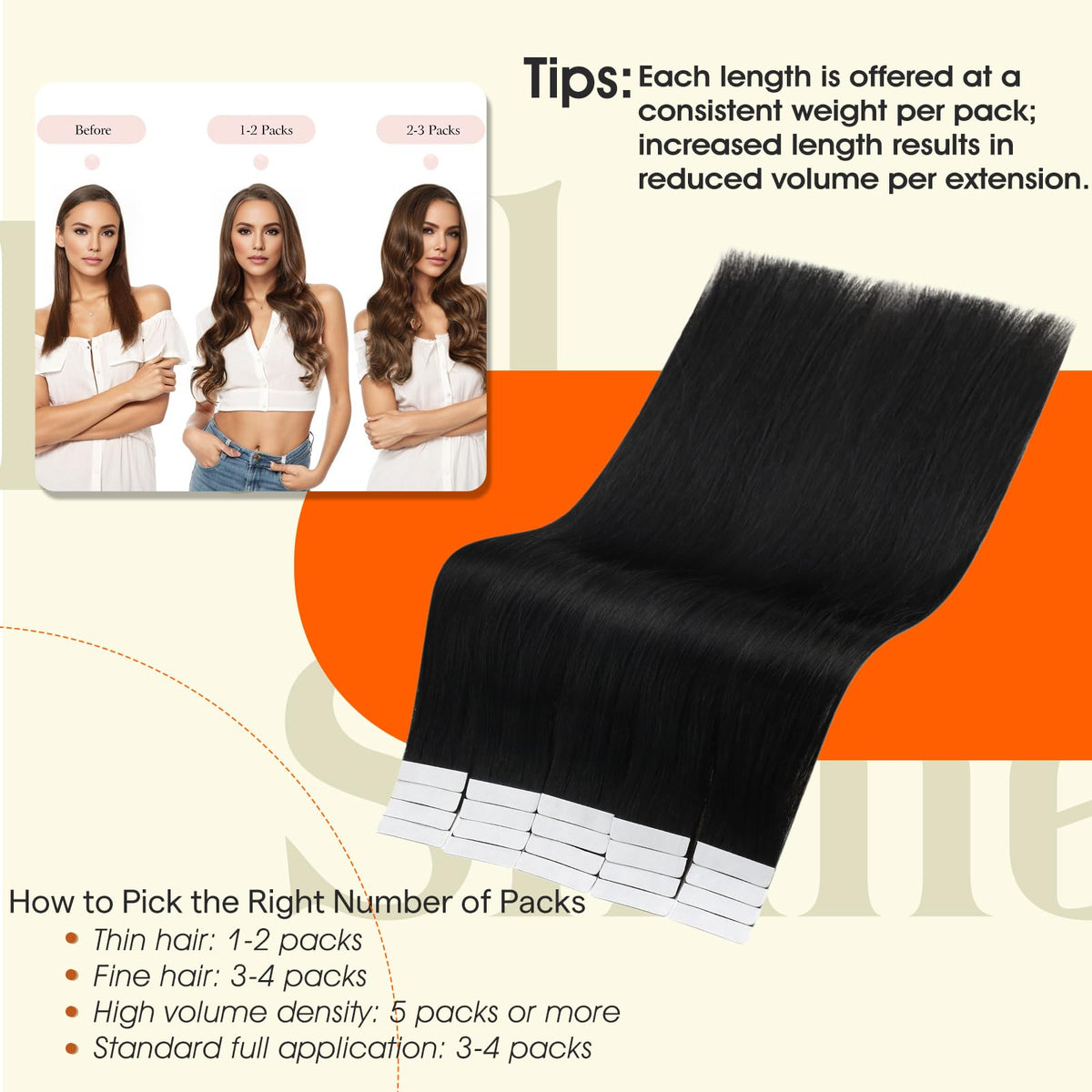 Full Shine Tape In Hair Extensions Off Black packaging
