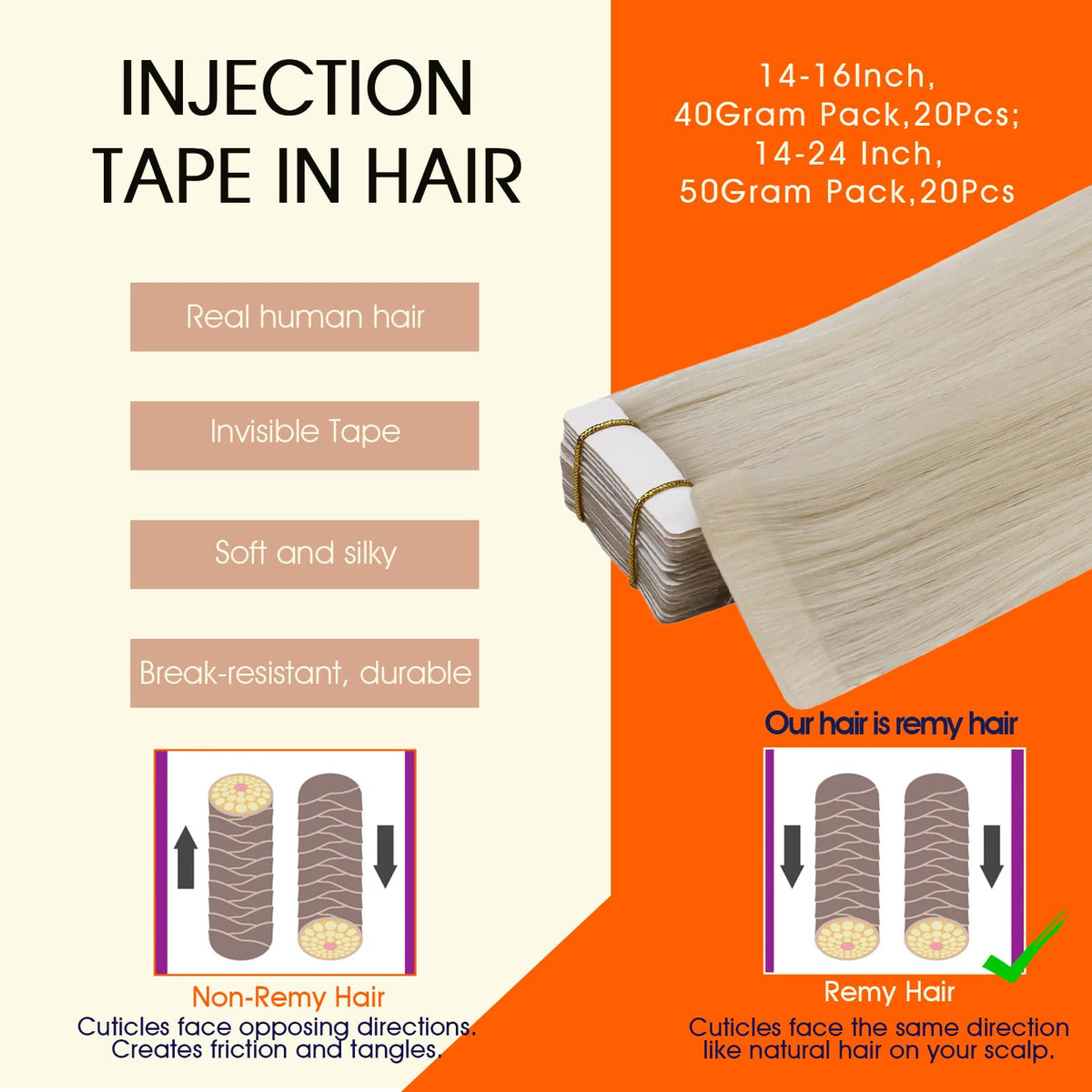 Full Shine tape in hair extensions packaging