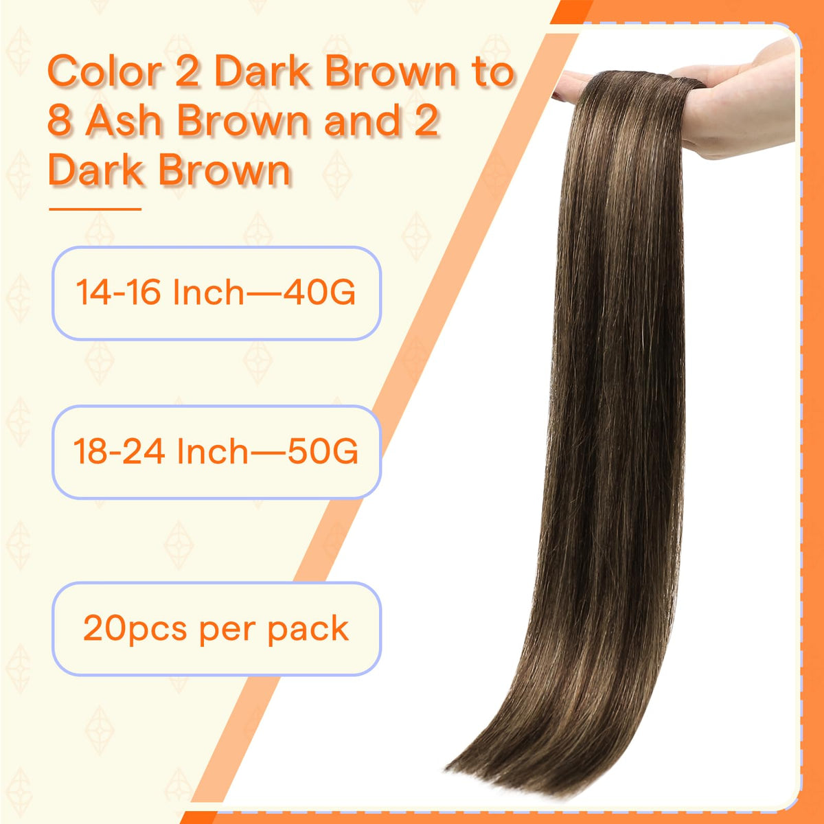 Full Shine Tape In Hair Extensions packaging and contents