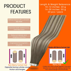 Full Shine Tape In Hair Extensions packaging and contents