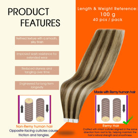 Full Shine Tape In Hair Extensions packaging and contents