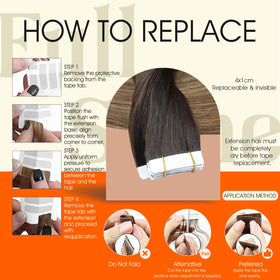 Full Shine Tape In Hair Extensions showing application method
