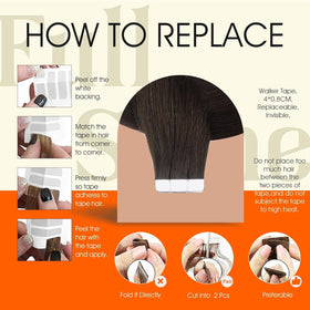 Full Shine Tape in Hair Extensions showing application method