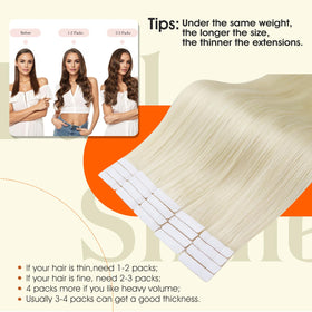 Full Shine Tape In Hair Extensions showing natural blend with hair