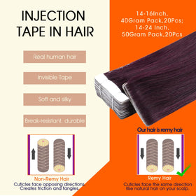Full Shine Tape in Hair Extensions showing texture and colour