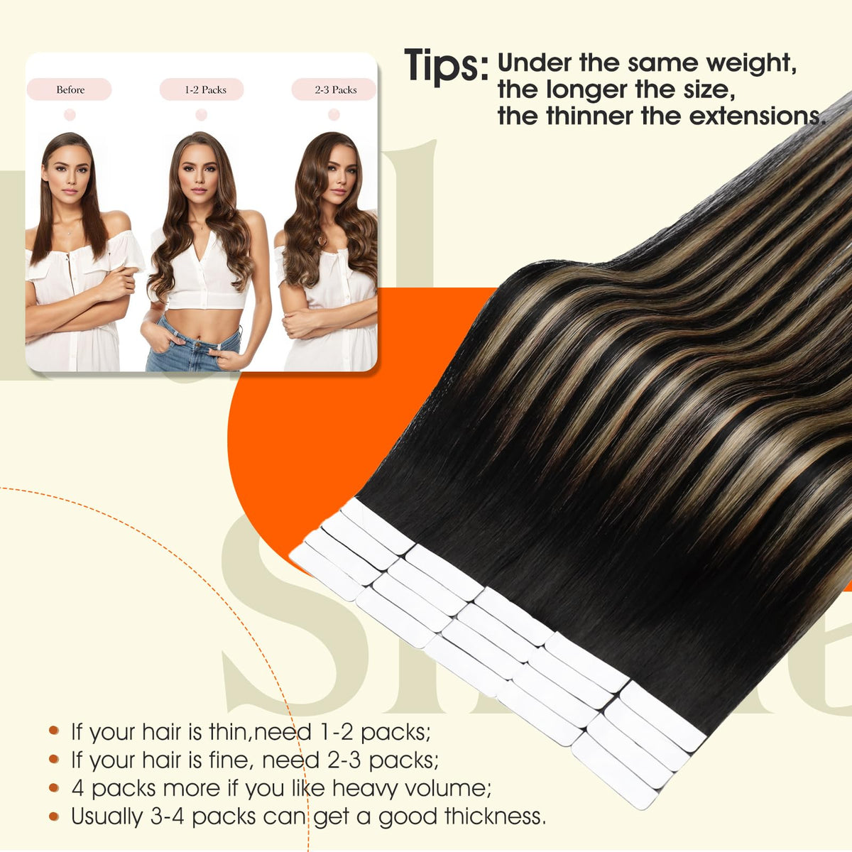 Full Shine Tape in Hair Extensions side view
