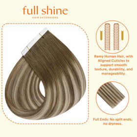 Full Shine Tape-In Hair Extensions straightened