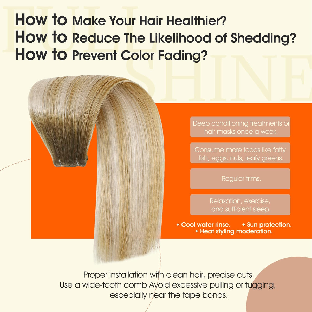 Full Shine Tape In Hair Extensions styled in hair