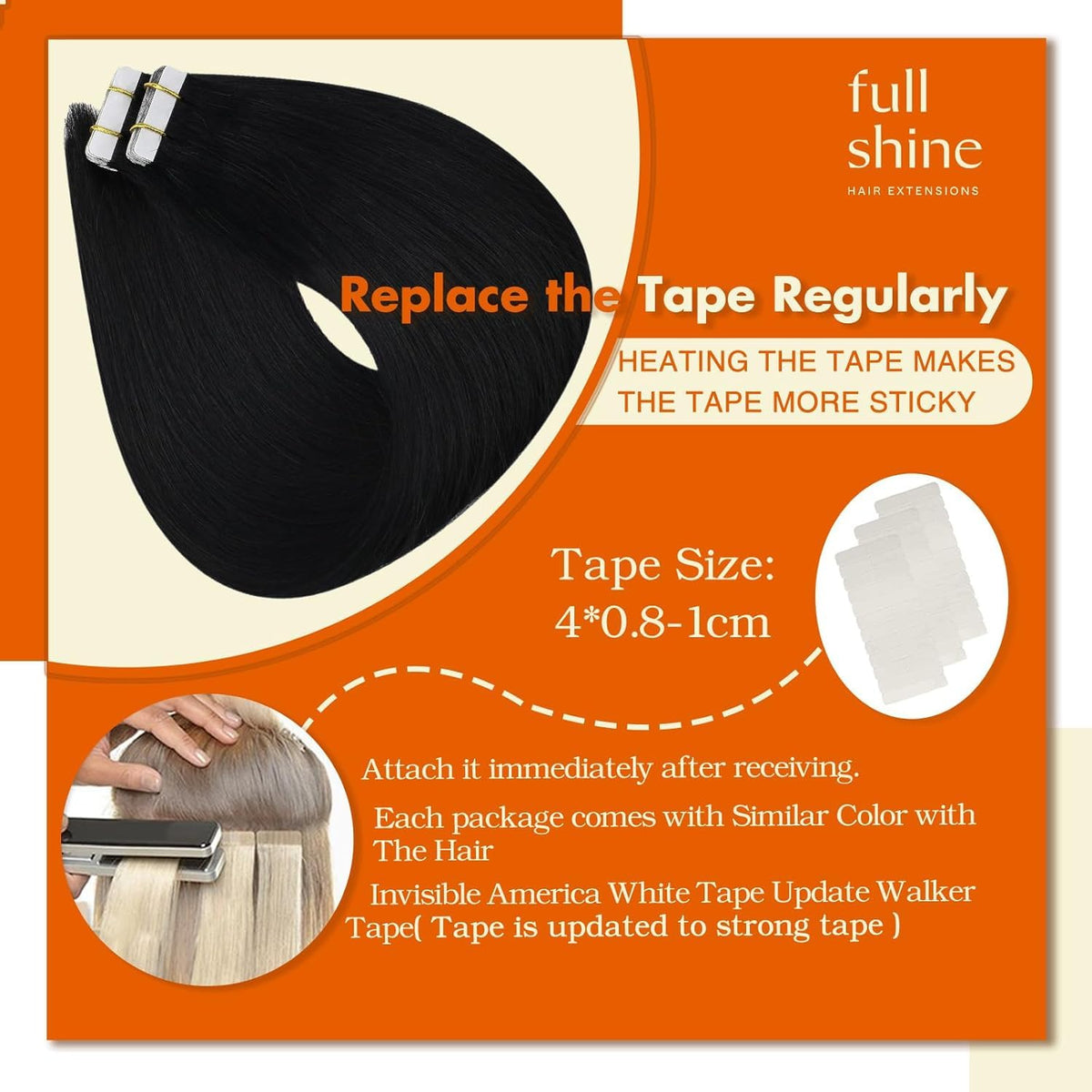 Full Shine Tape in Hair Extensions styled in soft waves