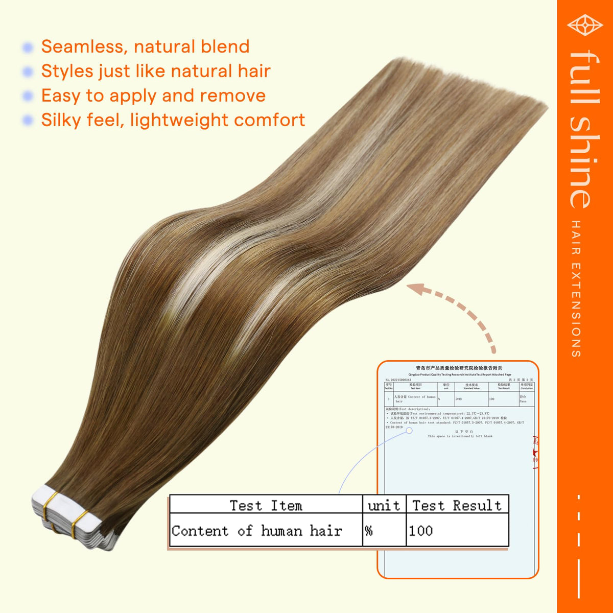 Full Shine Tape-In Hair Extensions styled with curls