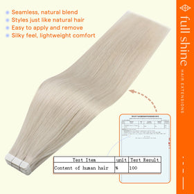 Full Shine Tape in Human Hair Extensions displayed with various color options